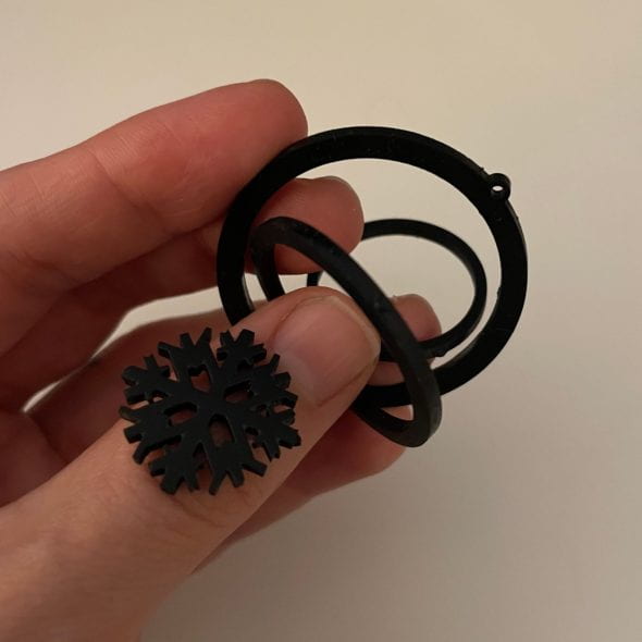 a broken 3d printed gyroscope