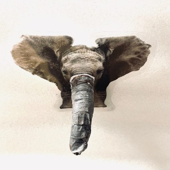 mixed media elephant thing - top view